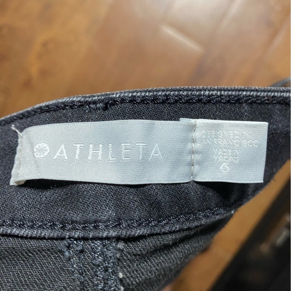 Athleta City Stripe Skinny Jeans Black with Silver Stripe - Picture 5 of 6